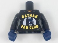 LEGO part Torso Female with Yellow 'Batman Fan Club' Pattern / Black Arm Left with 2 Yellow Stripes Pattern / Black Arm Right with Yellow '#1 Batfan' Pattern / Dark Blue Hands 973pb2935c01