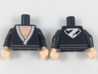 LEGO part Torso Tunic with Silver Hem and Z on Back Pattern / Black Arms with Flat Silver Chevron and Silver Cuff Pattern / Light Nougat Hands 973pb2949c01
