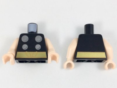 LEGO part Torso Armor with 4 Silver Circles, Gold Belt with Winged 'T' Pattern / Light Nougat Arms / Light Nougat Hands (973pb2971c01)