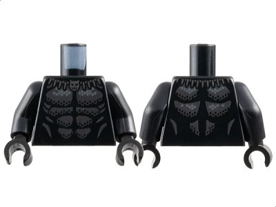 LEGO part Torso Scaly Armor with Silver Claw Necklace and Flat Silver Plates Pattern / Black Arms / Black Hands (973pb3837c01)
