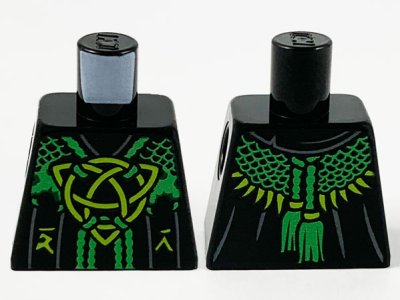 LEGO part Torso Robe, Bright Green Mesh Shawl, Lime Celtic Knot and Ninjago Logogram Letter D and Letter R Pattern (973pb3932)