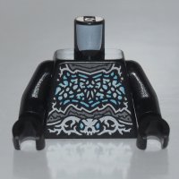 LEGO part Torso Medium Azure Armor and Silver Ghost Skull Belt Pattern / Black Arms / Black Hands 973pb3951c01