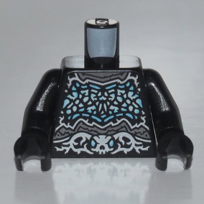 LEGO part Torso Medium Azure Armor and Silver Ghost Skull Belt Pattern / Black Arms / Black Hands (973pb3951c01)