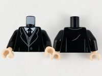 LEGO part Torso Coat and Tie, White Shirt and Dark Bluish Gray Vest Pattern / Black Arms / Light Nougat Hands 973pb4025c01