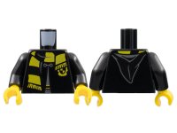 LEGO part Torso Hogwarts Robe Clasped with Hufflepuff Shield and Scarf Pattern / Black Arms / Yellow Hands 973pb4510c01