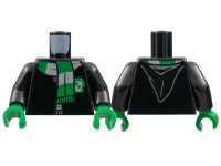 LEGO part Torso Hogwarts Robe Clasped with Slytherin Shield and Scarf Pattern / Black Arms / Green Hands 973pb4511c01