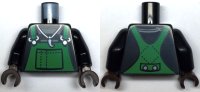 LEGO part Torso Green Overalls with Claw Necklace Pattern / Black Arms / Dark Brown Hands 973pb4554c01
