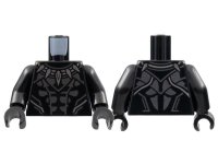 LEGO part Torso Super Hero Costume with Dark Silver Armor Panels, Silver Animal Tooth / Claw Necklace and Trim Pattern / Black Arms / Black Hands 973pb4721c01
