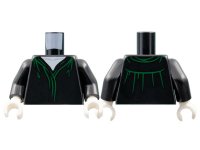LEGO part Torso Robe, White Neck, Green Hems and Gathers Pattern / Black Arms / White Hands 973pb4885c01