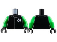 LEGO part Torso Racing Suit with Sauber Formula 1 Logo Partial Capital Letter S on White Circle Pattern / Bright Green Arms / Black Hands 973pb6038c01