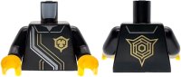 LEGO part Torso Robe with Silver and Dark Silver Trim and Collar, Gold Lines and NINJAGO Imperium Logo Pattern (BAM) / Black Arms / Yellow Hands 973pb6539c01