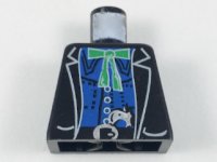 LEGO part Torso Western Bandit Jacket over Blue Shirt, Green String Tie with Bow, Gun in Belt Pattern 973px54