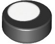 LEGO part Tile, Round 1 x 1 with Large White Circle / Eye Pupil Offset Pattern 98138pb074