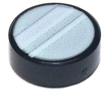 LEGO part Tile, Round 1 x 1 with White Reflection Lines on Light Aqua Background Pattern (Super Mario Kamek Lens) (98138pb293)