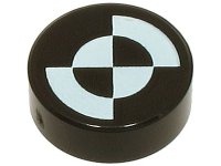 LEGO part Tile, Round 1 x 1 with White Quarter Circles (Fiducial Marker) Pattern 98138pb383