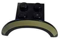 LEGO part Vehicle, Mudguard 4 x 2 1/2 x 1 with Arch Round with Olive Green Curved Stripe Pattern 98282pb02