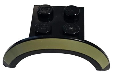 LEGO part Vehicle, Mudguard 4 x 2 1/2 x 1 with Arch Round with Olive Green Curved Stripe Pattern (98282pb02)