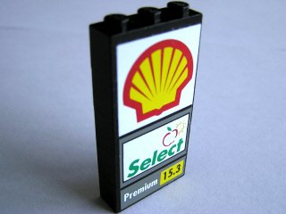 LEGO part Stickered Assembly 3 x 1 x 5 with Shell Logo, Select and Premium Pattern on Both Sides (Stickers) - Set 1256 - 5 Brick 1 x 3 (BA004pb01)