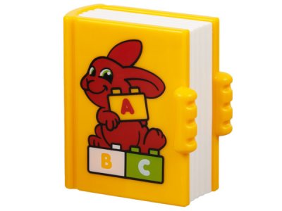 LEGO part Duplo Ustensile Livre avec Pages Blanches Moulées et Motif Lapin Rouge Imprimé avec Briques Alphabet 'A, B, C' Orange Vif, Citron Vert et Blanc (100954pb06)