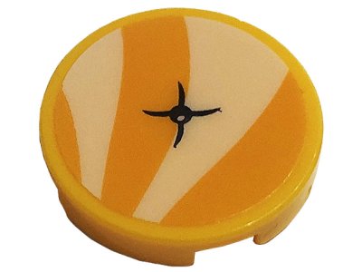 LEGO part Carreau, Rond 2 x 2 avec Support de Tenon Inférieur avec Motif de Coussin Orange Clair Vif et Bouton Noir (Autocollant) - Set 41444 (14769pb414)