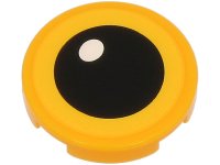 LEGO part Piastrella, Rotonda 2 x 2 con Supporto Bottone Inferiore con Motivo Occhio Giallo, Pupilla Nera e Glint Bianco 14769pb673