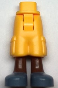 LEGO part Mini Doll Hips and Trousers Cropped Large Pockets, Reddish Brown Legs, Sand Blue Shoes Pattern - Thick Hinge 25727c00pb10