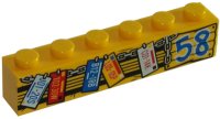 LEGO part Mattone 1 x 6 con Motivo '58' e Targhe di Immatricolazione Sospese 3009pb204