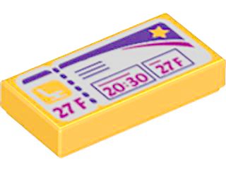 LEGO part Carreau 1 x 2 with Airplane Boarding Pass Pattern (3069pb0388)