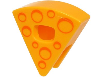 LEGO part Minifigure, Headgear Head Cover, Costume Wedge Slice with Cheese with Orange Holes Pattern (BAM) (45755pb05)