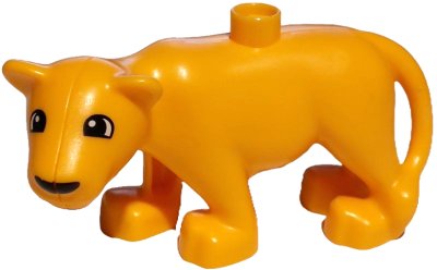 LEGO part Duplo Cat, Large, Adult Female (Lioness) with Black Nose and Eyes Semicircular Pattern (53920c01pb03)