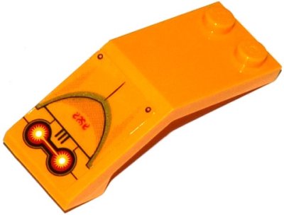 LEGO part Windscreen 5 x 2 x 1 2/3 with Fire Cores, Red Alien Characters and Rivets Pattern (Sticker) - Set 70144 (6070pb013)