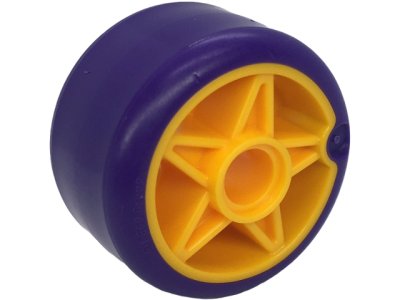 LEGO part Wheel 24 x 15 with Pin Hole with Molded Dark Purple Hard Plastic Tire Pattern (6278pb02)