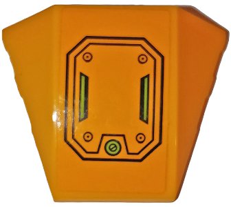 LEGO part Wedge 4 x 3 Triple Curved No Studs with Black Octagonal Hatch and Lime Screw and Vents Pattern (Sticker) - Set 76059 (64225pb023)