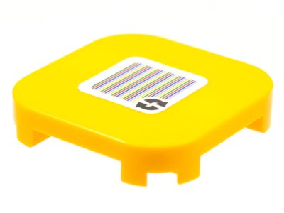 LEGO part Tile, Modified 4 x 4 with Rounded Corners and 4 Feet with Super Mario Scanner Code 2 Arrows Cycle Pattern (Sticker) - Set 71360 (68869pb002)