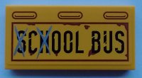 LEGO part Tile 2 x 4 with 'SCHOOL BUS' and Rust Pattern (Sticker) - Set 70423 87079pb0920