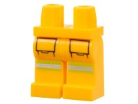 LEGO part Hips and Legs with Lime and Silver Reflective Stripes on Front and Dark Brown Pockets Pattern 970c00pb0901