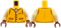 LEGO part Torso Vest with Black Outline Buttons and Pockets, Tan Shirt Collar Pattern / Tan Arms / Reddish Brown Hands 973pb6273c01