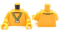 LEGO part Torso Sweater and Green Sunflower Lanyard with White Badge Pattern (BAM) / Bright Light Orange Arms / Yellow Hands 973pb6575c01