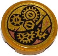LEGO part Tile, Round 2 x 2 with Bottom Stud Holder with Bolt and Cog Wheels Pattern (Sticker) - Set 70754 14769pb054