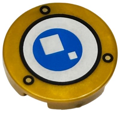 LEGO part Tile, Round 2 x 2 with Bottom Stud Holder with Blue and White Eye with Black Border and 3 Circles Pattern (BrickHeadz Alastor Moody Eye) (14769pb536)