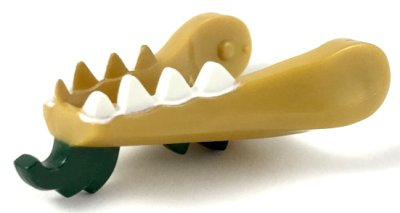 LEGO part Dragon Head (Ninjago) Jaw Lower with White Teeth and Dark Green Beard and Spines Pattern (40934pb01)