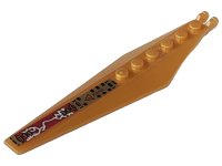 LEGO part Hinge Plate 3 x 12 with Angled Side Extensions and Tapered Ends with Dark Red Electricity Danger Sign and 'HI VOLTAGE' Pattern (Sticker) - Set 8107 57906pb006