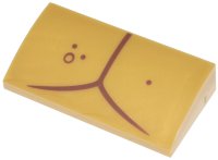 LEGO onderdeel Slope, Curved 2 x 4 x 2/3 with Bottom Tubes with Reddish Brown Curved Lines and Dots Pattern 88930pb178