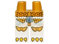 LEGO part Hips and White Legs with Gold Scaled Armor, Eagle Knee Covers and Yellow Talons Pattern 970c01pb19