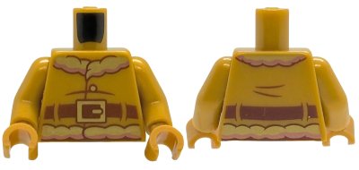 LEGO part Torso Santa Jacket with Gold and Copper Fur Collar and Waistband, Reddish Brown Creases and Belt with Buckle Pattern (BAM) / Pearl Gold Arms / Pearl Gold Hands (973pb6386c01)