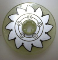 LEGO part Disco Technic 3 x 3 con Patrón de Sierra Circular Plateado (Adhesivo) - Set 8648 2723pb035