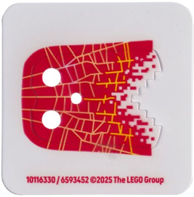 LEGO part Minifigure Cape Plastic, Stepped Edge with Yellow Lines on Red Pixelated Background Pattern (116330)