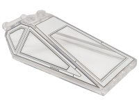 LEGO part Windscreen 8 x 4 x 2 with 2 Studs and Bar Handle with White Cockpit Window Frames, Long Side Windows and Detail Lines Pattern 21849pb10
