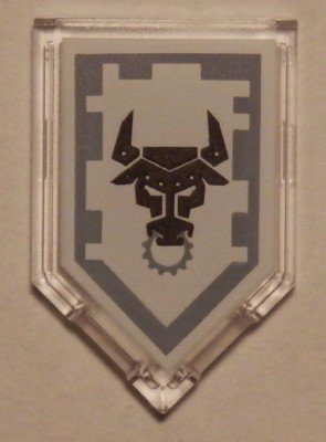 LEGO part Baldosa, Modificada 2 x 3 Pentagonal con patrón Escudo Poder Nexo - Minotauro de Metal (22385pb076)