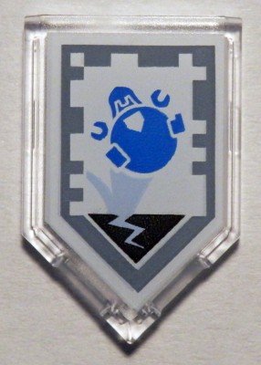 LEGO part Tuile, Modifiée 2 x 3 Pentagonale avec Motif Nexo Power Shield - Loadmaster (22385pb081)